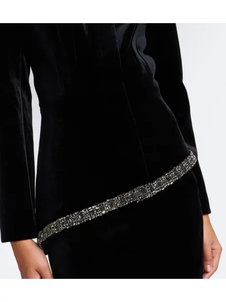 Geacă Roland Mouret de catifea asimetrică negru