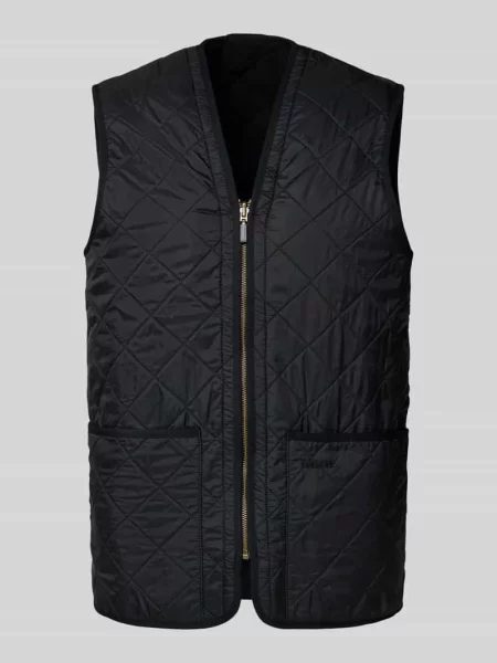 Kamizelka pikowana o kroju regular fit z miękkim polarem wewnątrz Barbour czarna
