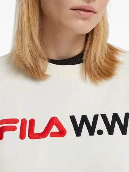 Суитчър Fila с кръгло деколте с автограф бяло