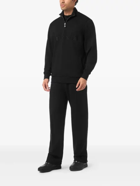 Hanorac Billionaire cu broderie de jumătate de fermoar negru