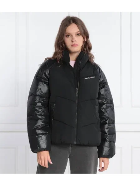 Tommy Jeans Geacă TJW TONAL BLOCKING PUFFER | Oversize fit negru