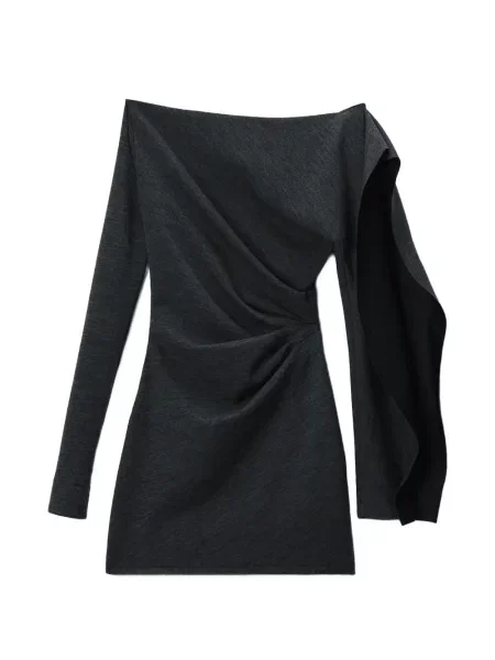 Rochie mini Alexander Wang asimetrică drapată gri