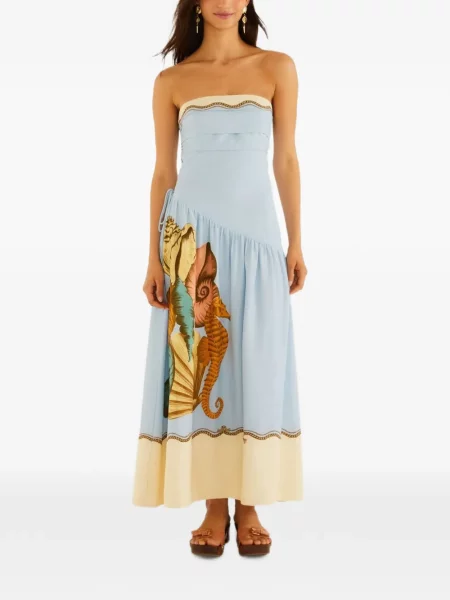Rochie maxi Farm Rio cu legături fără bretele albastru