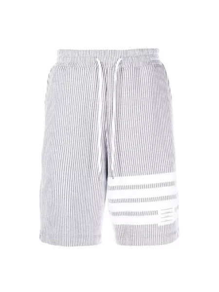 Bermudy Thom Browne w paski z paskiem szare