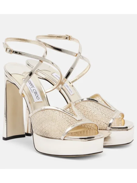 Sandale Jimmy Choo din piele cu platformă auriu