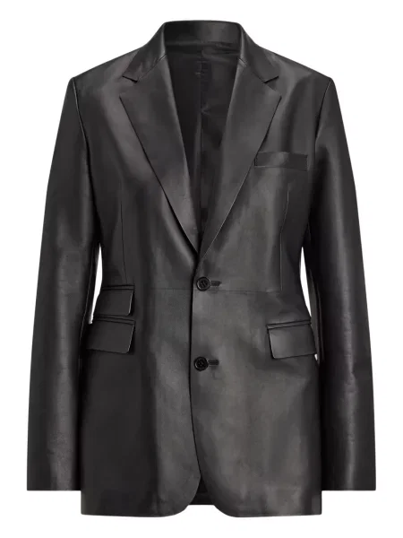 Marynarka Ralph Lauren Collection skórzana jednorzędowa czarna