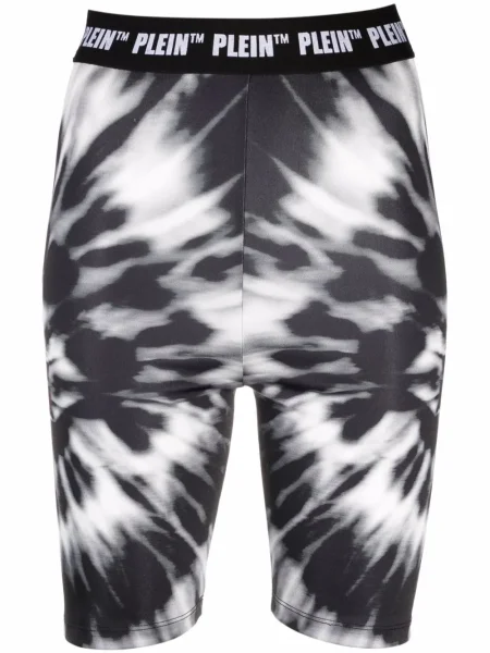 Tie dye kolarstwo spodenki sportowe Philipp Plein z nadrukiem czarne