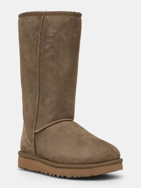 UGG cizme de zapada din piele intoarsa Classic Tall II verde kaki