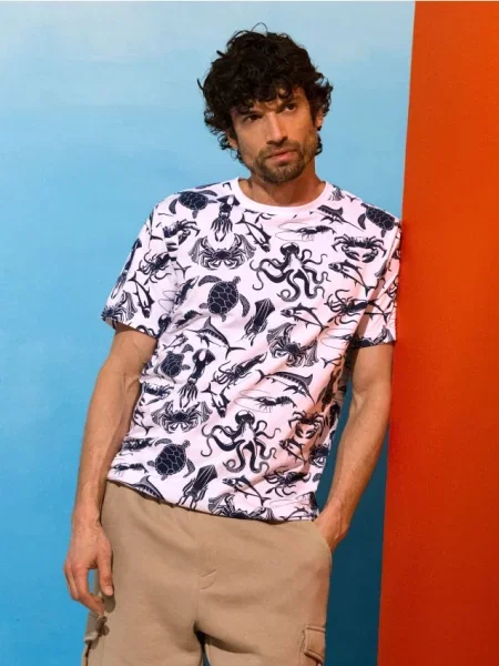 Sinsay koszulka z motywem morskim biały