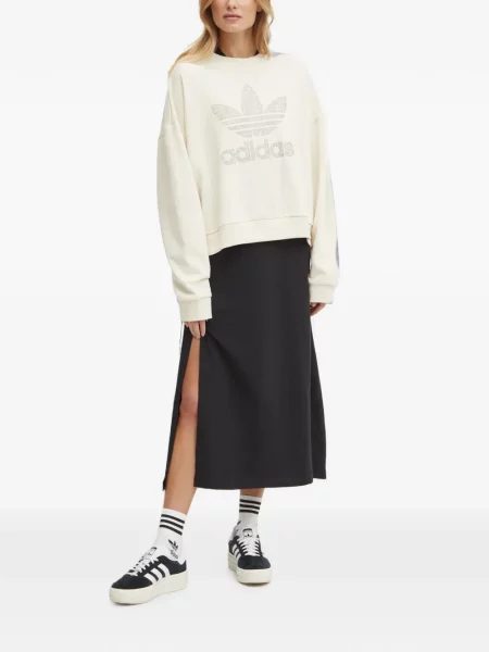 Ριγέ τρέξιμο μπλούζα Adidas από διχτυωτό κόκκινο