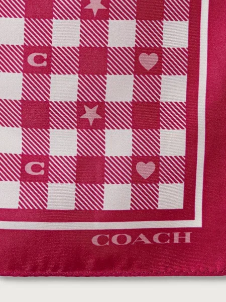 Fular Coach de mătase roz