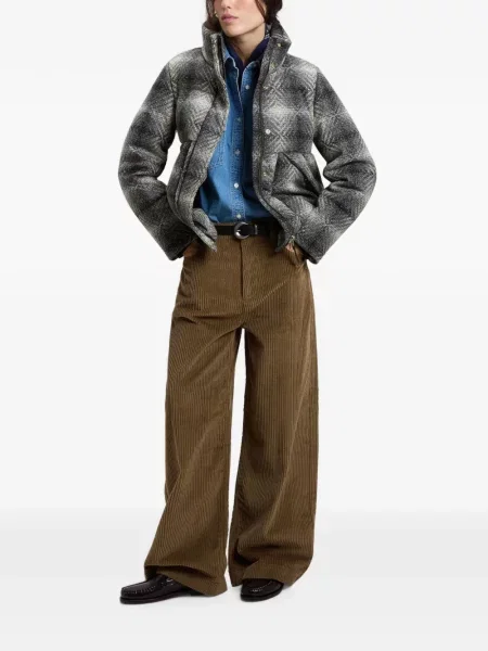 Geacă Woolrich de lână în carouri gri