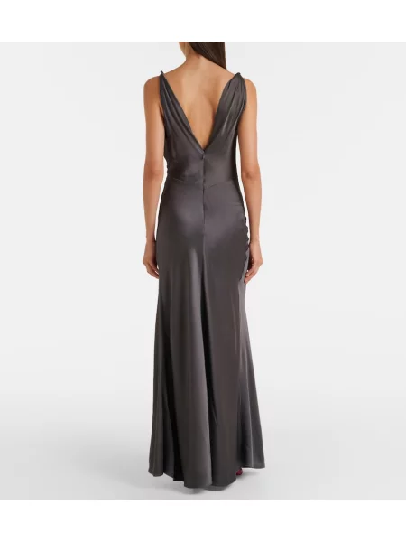 Rochie Victoria Beckham din satin drapată gri
