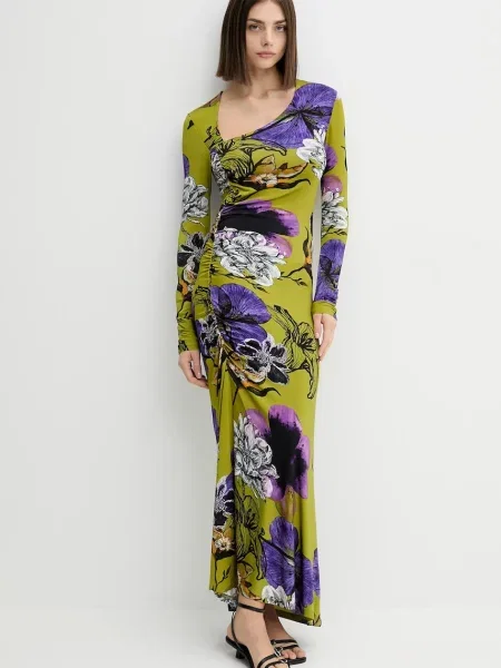 Desigual sukienka NECKLINE LA maxi dopasowana zielony