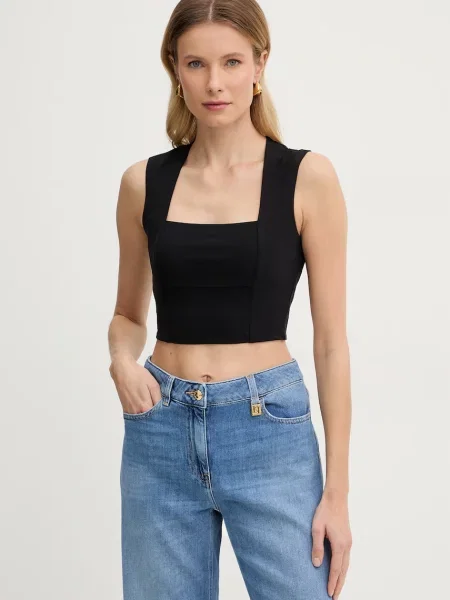 Crop top Patrizia Pepe czarny
