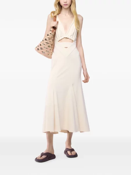 Rochie midi Rabanne până la genunchi de costum cu bretele