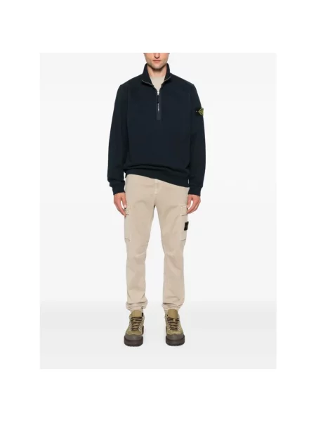 Sweter Stone Island z kamieniami z kołnierzem niebieski