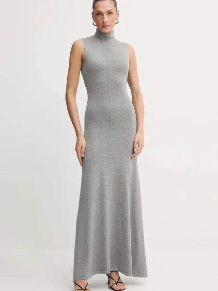 Bardot rochie maxi evazați gri