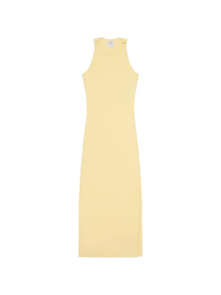 Rochie midi Courreges tricotate cu cataramă galben