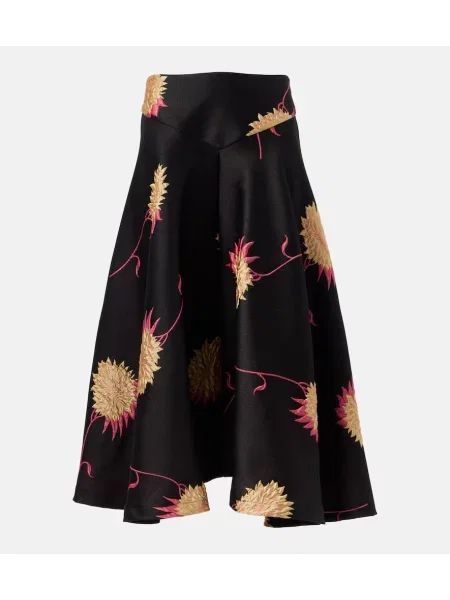 Fustă midi La Doublej din satin până la genunchi negru
