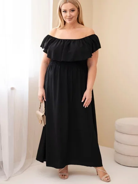 Rochie maxi Kesi Włoski cu volane negru