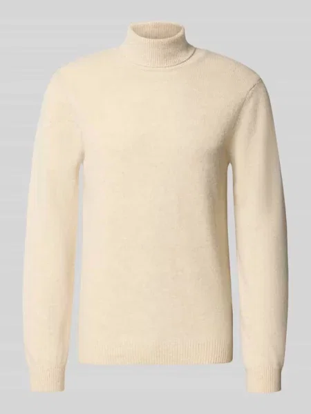 Sweter z dzianiny z golfem Casual Friday biały