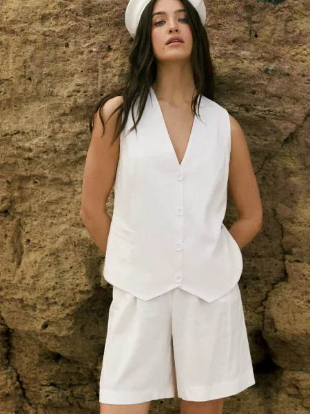 Жилет Seventeen молочний льон/бавовна