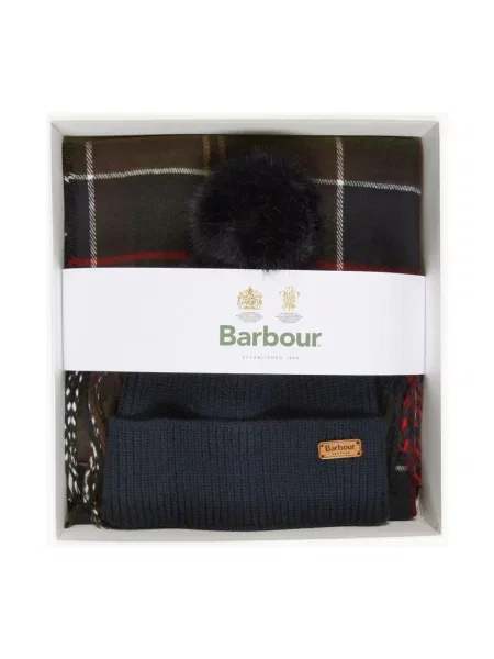 Barbour czapka i szalik granatowy niebieska