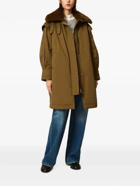 Gulerat geacă parka Twinset cu blană verde