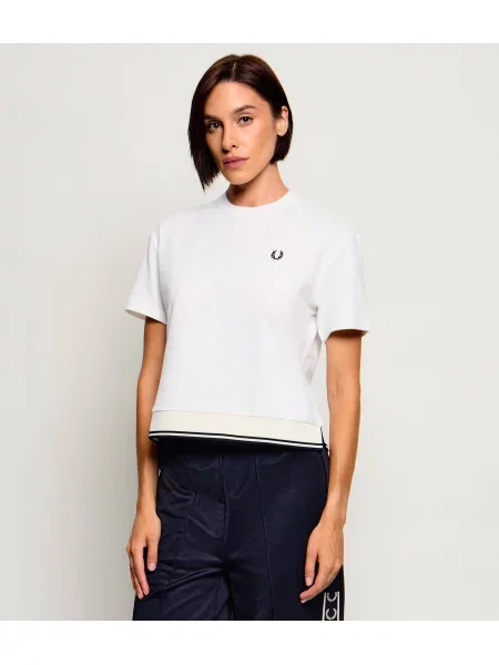 Fred Perry Tricou | Cropped Fit | pique alb
