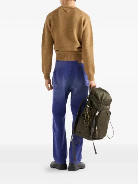 Pantaloni Prada din țesătură twill albastru