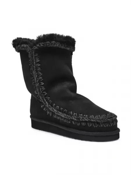 MOU De piele bocanci Eskimo 24 cu adaos de lână negru