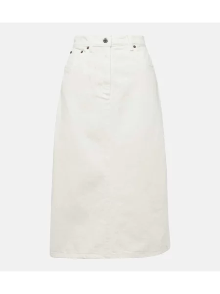 Spódnica jeansowa Prada z wysoką talią do kolan biała