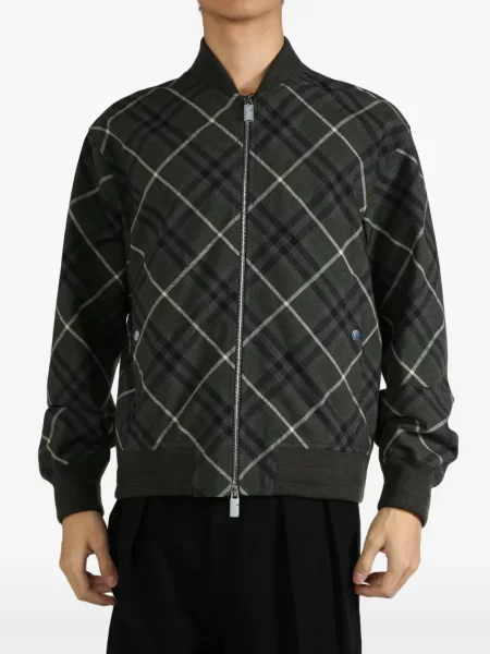 Geacă Burberry în carouri gri