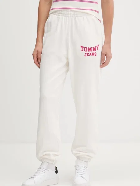 Tommy Jeans pantaloni de trening din cu imprimeu bej