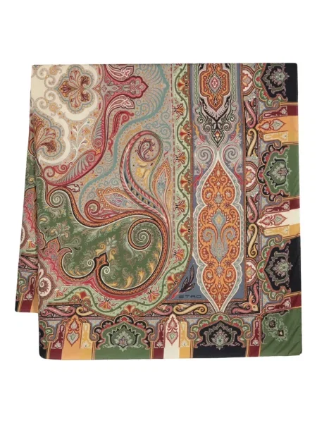 Fular Etro de lână cu imagine cu model paisley verde