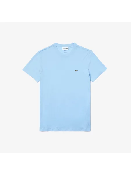 Lacoste T-Shirt Z Dekoltem Typu Crew Neck Z Bawełny Pima niebieski