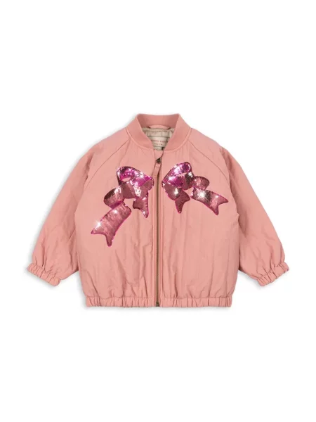Konges Sløjd Dětská bomber bunda JUNO SEQUIN BOMBER JACKET růžová