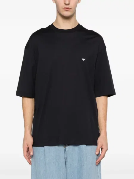 Тениска Emporio Armani с принт синьо