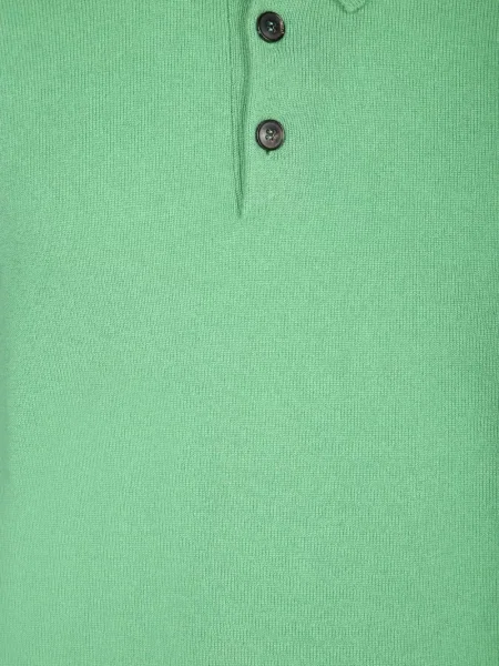 Lung tricou polo Paul Smith din cașmir verde