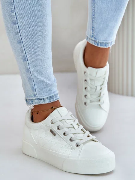 Sneakerși Big Star Shoes cu platformă alb