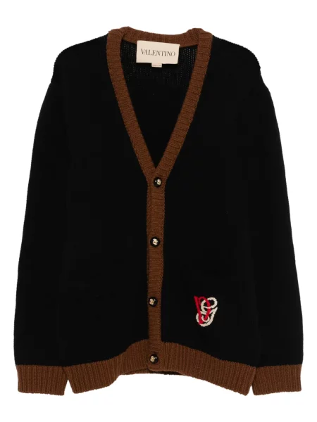 Kardigan Valentino Garavani s výšivkou s výstřihem do v černý