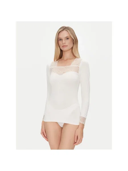 YSABEL MORA Zgornji del pižame Écru Slim Fit