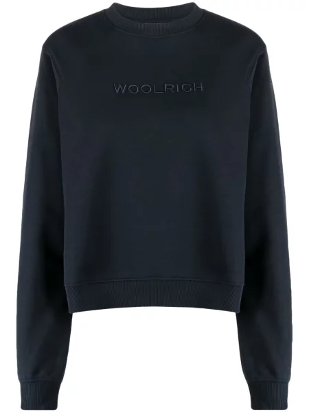 Hanorac crewneck Woolrich cu broderie cu decolteu rotund albastru