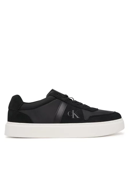 Tenisice Calvin Klein Mixed Texture Lace Up Cupsole Trainers crna