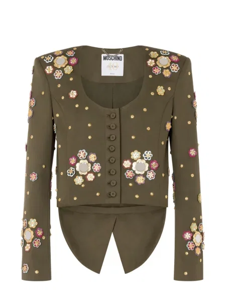 Geacă Moschino cu model floral verde