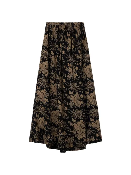 Fusta maxi Antik Batik cu model floral cu imagine negru