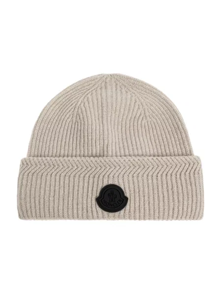 Czapka Moncler wełniana beżowa