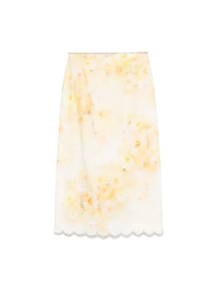 Lniana spódnica midi Zimmermann do kolan żółta