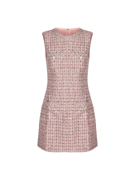 Sukienka mini Self-portrait wełniana różowa